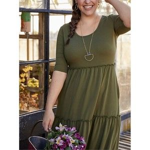 $88 Matilda Jane Women's Brand New Day Army Green Tiered Maxi Dress Size Small